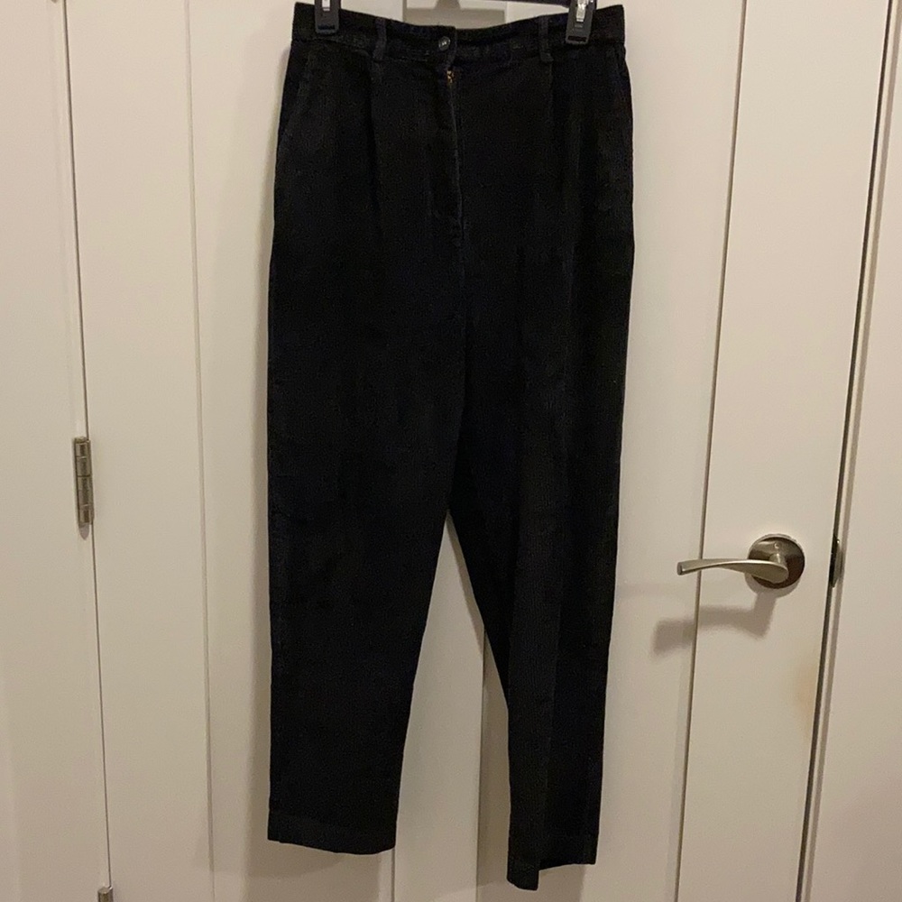 Women’s petite black corduroy pants. Charter Club.